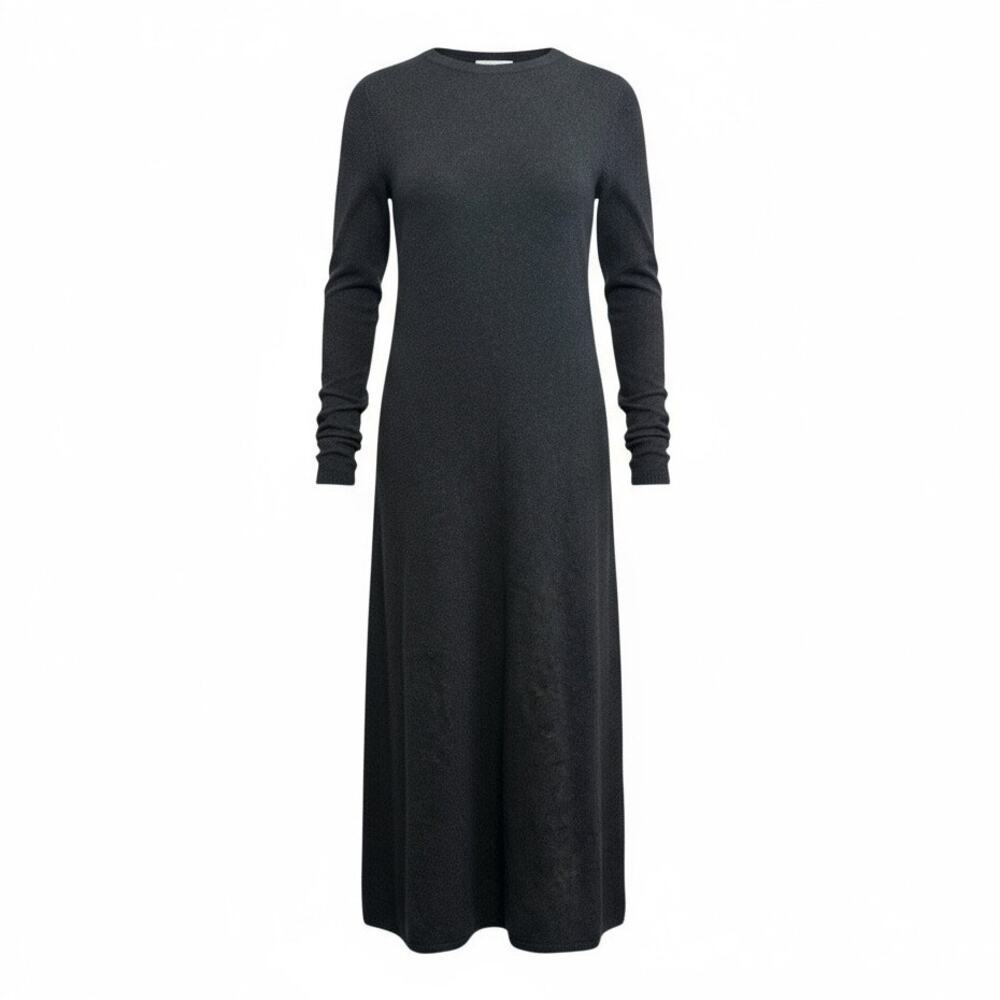 Vintage H by Halston Silk Cashmere Midi Sweater Dress size XS Gray Long Sleeve